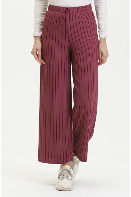 Wide-Leg Relaxed Fit Drapey Simple Crinkled Trousers 8731-01 Rose Pink