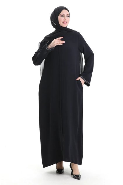 Modal Fabric Hürrem Sleeve Ferace 1904-08 Navy Blue Gray