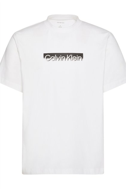 Erkek SS 20S Tonal Metallic Graphic Bisiklet Yaka T-Shirt Beyaz