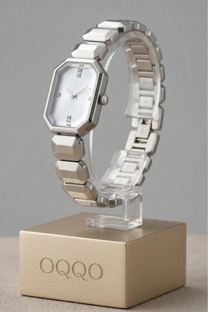 Helia Cornered Case Stone Dial Gray Women's Wristwatch
