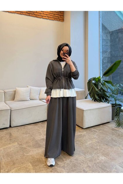6130 - Corded Fabric Cupra Oversized Comfortable-Stylish-Relaxed Women's Jacket Pants Set