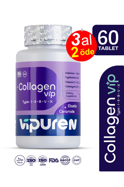 Kolajen - Collagen Vip | %100 Saf 5 Tip Kolajen , Ceramide , Elastin + Vitamin & Mineral