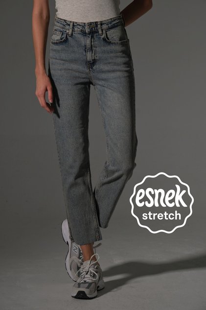 Pantaloni de blugi pentru femei, din bumbac elastic, cu tăietură în picioare, cu 5 buzunare, skinny slim @Kosova
