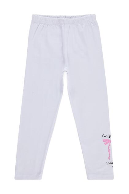 Civil Girls' Ribbon Printed Tights Km | Lycra Single Jersey | School Nursery and Daily Use - White