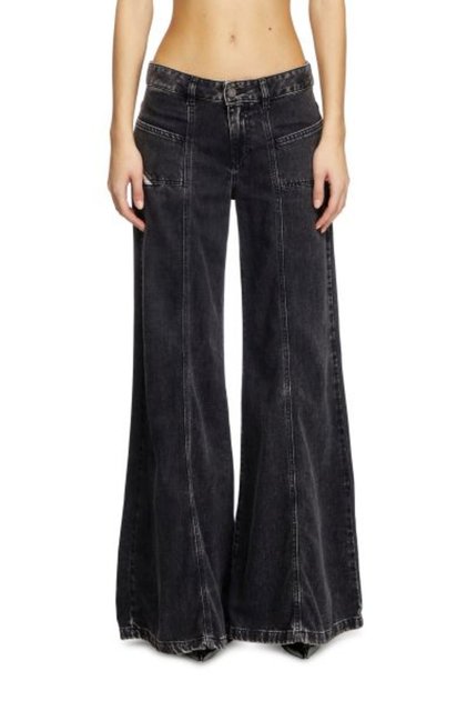 D-AKII SİYAH KADIN FLARE JEAN PANTOLON