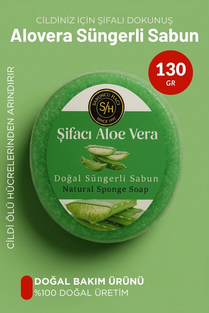 Healer Alovera (Helps Repair Sunken and Strawberry Legs) Natural Sponge Soap 130-140 Gr