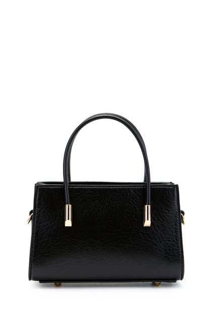 Gold Detail Fixed Strap Women's Crossbody Bag Siena Plain Black