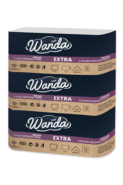 Wanda soft Z Katlama Kağıt Havlu Extra 21x21 cm | 24 Paket x 200