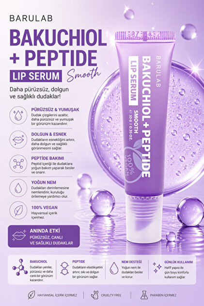 Barulab BAKUCHIOL PEPTIDE SMOOTH LIP SERUM - DUDAK SERUMU 10ml