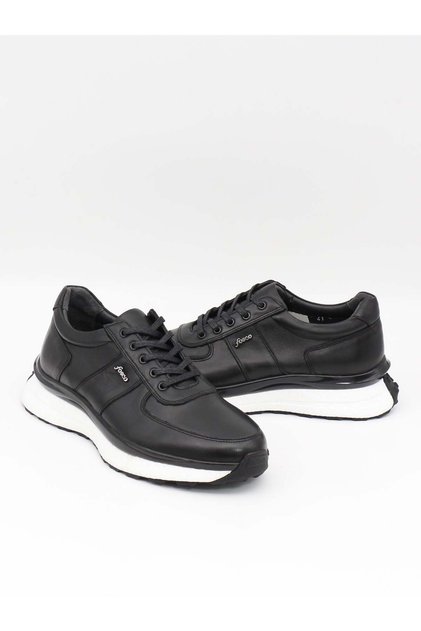 2982 Black Genuine Leather Eva Sole Men's Sneakers