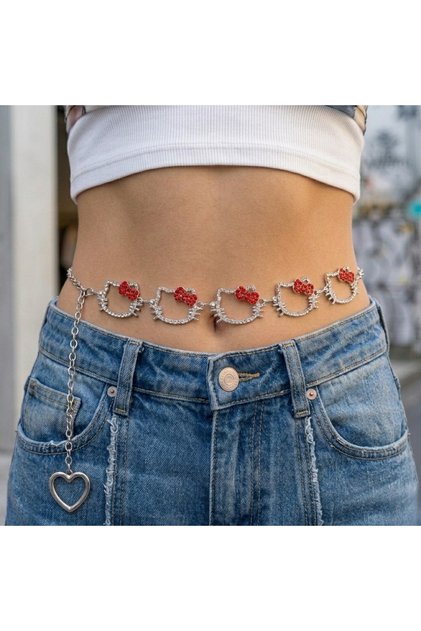 Hello Kitty Crystal Stone Adjustable Waist Chain