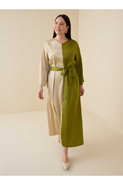 Alia Plus Size Dress - Fat Green - - Exclusive- Trendyol