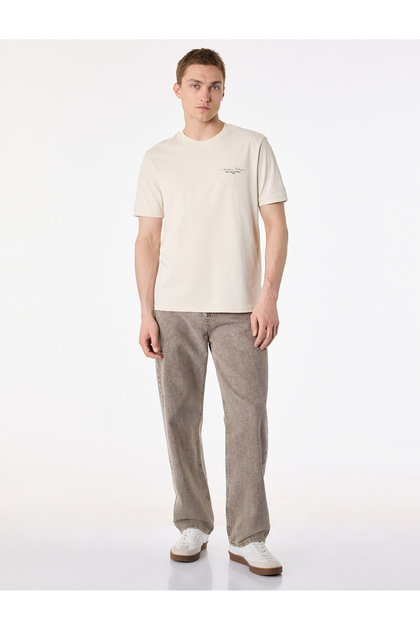 Regular Fit Short-Sleeved Crew Neck Cotton Printed T-Shirt