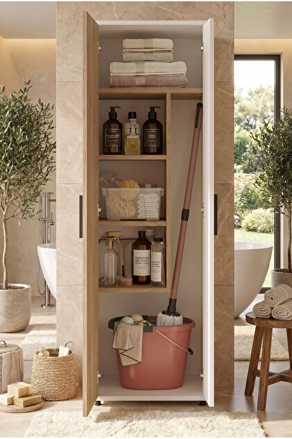 Yurudesign Daisy Çok Amaçlı Dolap Vileda Banyo Dolabı Keçe-beyaz