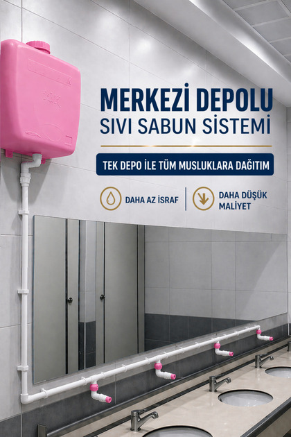 20 Lt 4-Tap Button Liquid Soap Dispenser System with Central Storage – for School, Mosque, and Collective Use