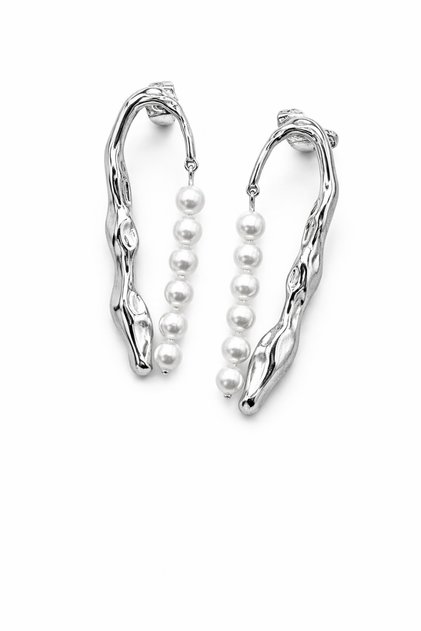 Pearl Detailed Xuping Silver Steel Earrings Non-Tarnish Anti-Allergic Silver Color