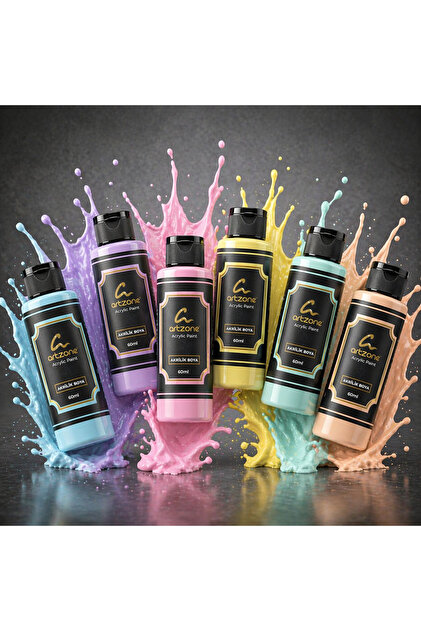 Artzone Akrilik Boya Seti 6 Renk x 60ml. - Pastel Renkler (ys