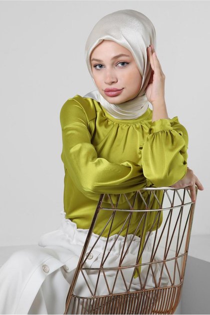 SATIN TUNIC WITH BINDING DETAIL ON CUFFS 43526