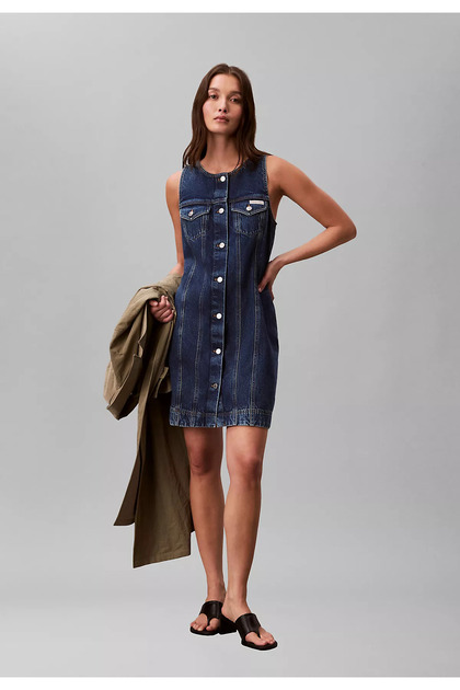 Kadın Trucker Sleeveless Mini Elbise