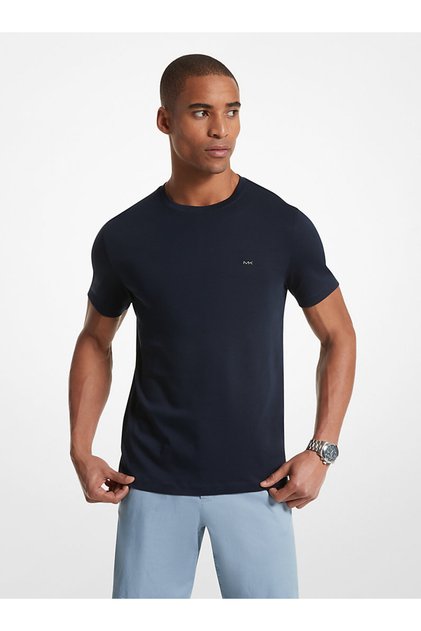 Men's Regular Fit Cotton Crew Neck Short Sleeve Navy Blue T-Shirt