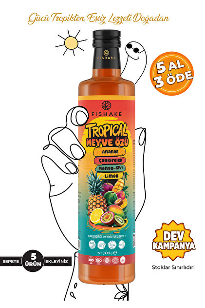 FiShake Tropikal Meyve Özü 700 GR / Ananas- Mango- Çarkıfelek