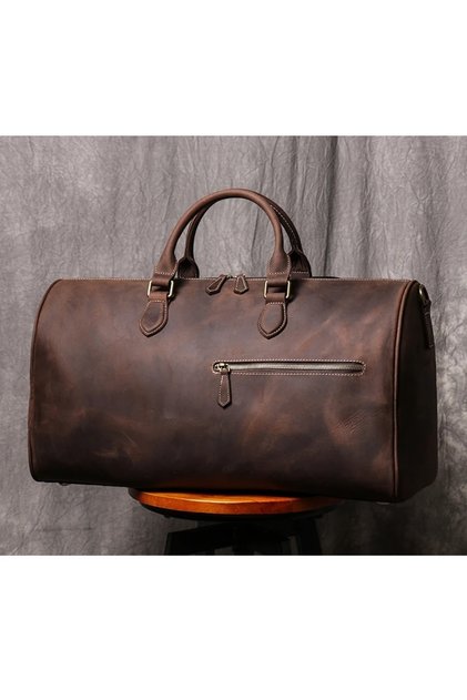 Geantă de Voiaj Piele Naturală Crazy Horse Maro Închis 50x26x24 cm Unisex GT3302