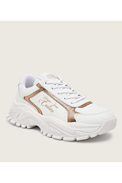 ね*こ様 Weiss Versace Unısex Kaydırmaz Yüksek Taban Logo Detaylı Beyaz Sneaker