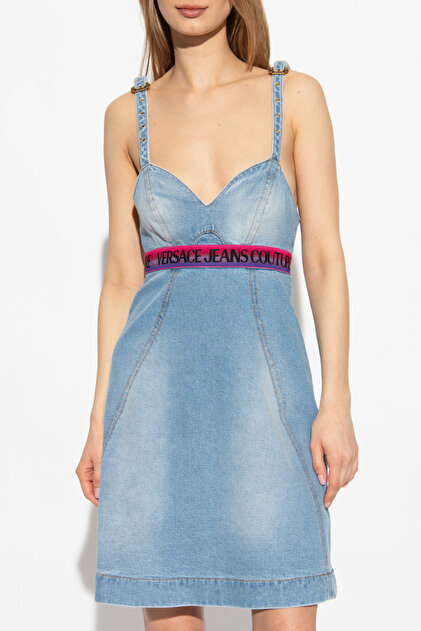 Women's 2-Piece Cotton Brand Logo Blue Dress