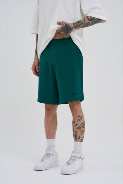 Men's Basic Oversize Dark Green Shorts
