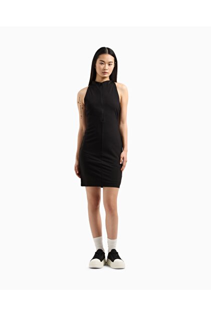 Armani Exchange Women's Sleeveless High-Neck Zipper Closure Short Tight  Black Dress- Trendyol