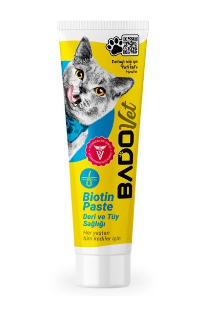 Pastă cu Biotină pentru pisici, BadoVet, 100 g, piele sanatoasa și blană stralucitoare