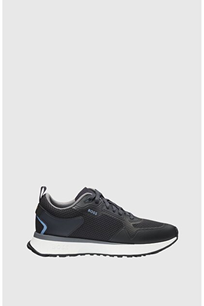 Erkek Marka Logolu Bağcıklı Kaydırmaz Tabanlı Günlük Siyah-Beyaz Sneaker