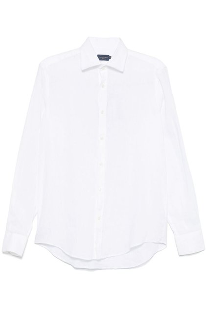 Men's Regular Fit 100% Linen Plain Long Sleeve White Shirt