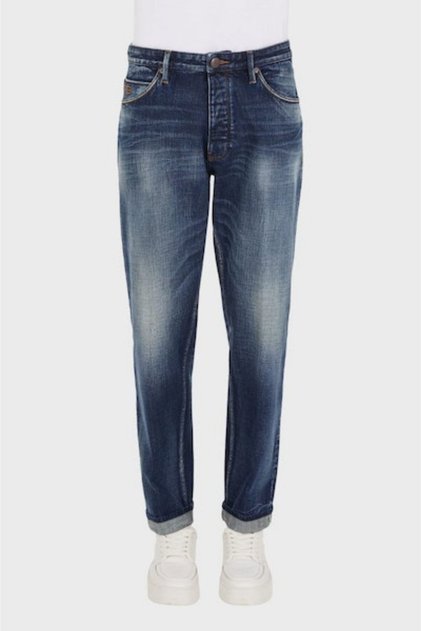 Erkek Pamuk Karışımlı Düz Tasarım Cepli Stardart Belli Mavi Jeans