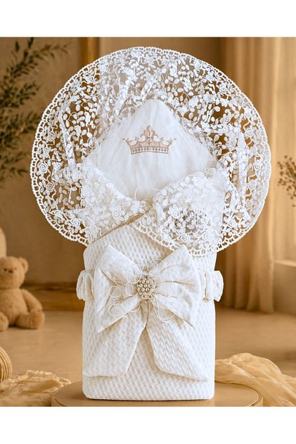 Ecru Lace Baby Girl Blanket Swaddle Gift Mevlütlük Hospital Outlet Newborn
