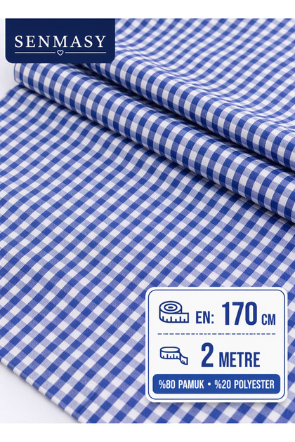 Plaid Pattern Blue Cotton Multi-Purpose Fabric Gingham Fabric/170*200