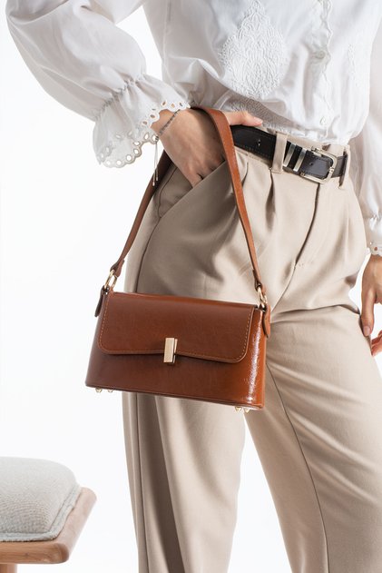 Tan Covered Baguette Women's Hand and Shoulder Bag
