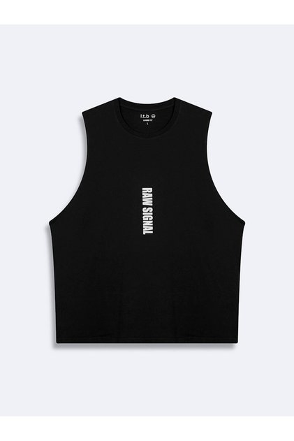 Minimal Printed Black Tank Top