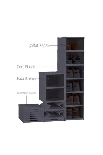 6-Compartment Portable Cabinet Multi-Purpose Folding Shoe Rack with Cover Boot Box Cabinet