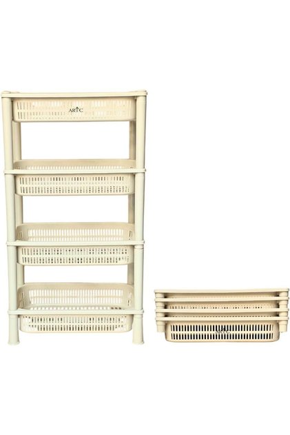 Vegetable Storage Rack (Beige, 4-Tier)