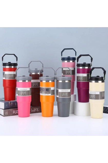 Vacuum Insulated Stainless Steel Travel Mug 890ml (30oz) – Leak Proof Double Wall Thermos Cup (1 Pcs)