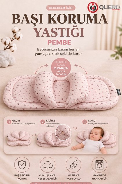 SoftGuard Bebek Baş Koruma ve Destek Yastığı, Yeni Doğan Baş Şekillendirici Destek Yastığı