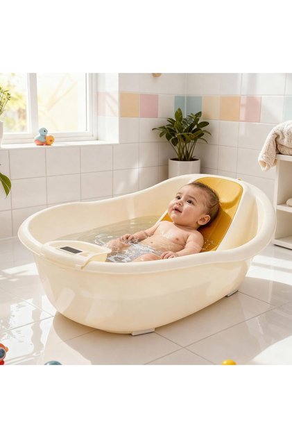 Foldable Baby Bathtub with Anti-Skid Base | Portable Bath Tub for Babies 0-3 Years (Yellow)