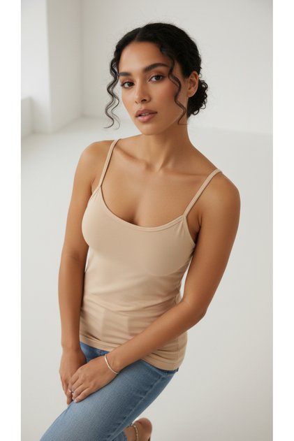 Women's Cotton Ribbed Stretch Fabric Strap Tank Top
