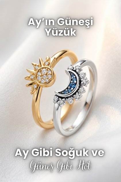 Moon's Sun Steel Couple Ring (Adjustable) Cool Like the Moon Hot Like the Sun Design