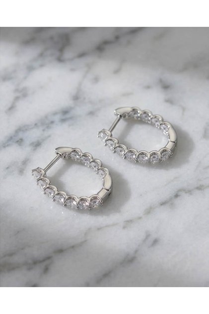 Virela Round Zircon Stone Full Tour Hoop Steel Xuping Earrings