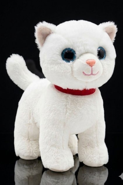 Plush Cat with Sound 25 cm – White, Soft Toy Cat, Sleeping and Playmate