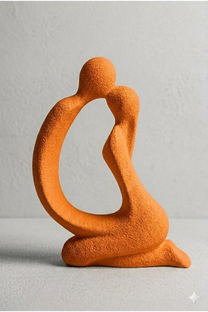Modern Sarılan Çift Heykeli , Aşk Figürlü Dekoratif Sevgili Biblo Obje, Bohem Tasarım Ev-Ofis Dekoru