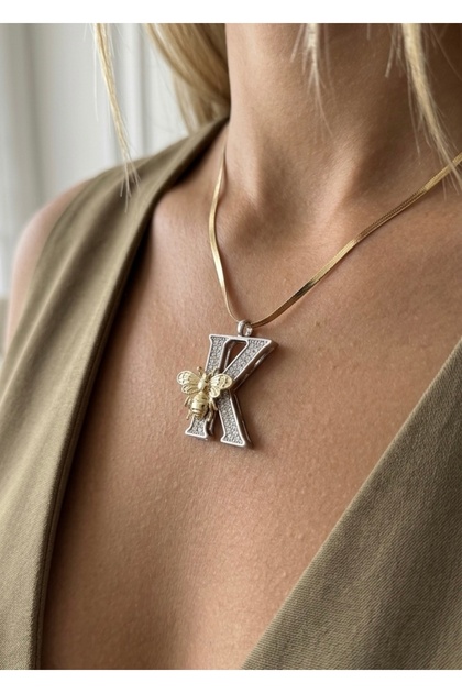 316L Steel Necklace, Tarnish-Resistant, with Hypoallergenic K Letter Figure (2 Years Importer Guarantee)