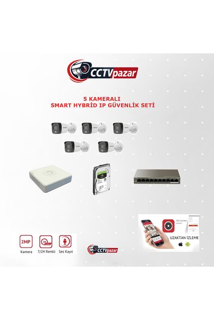 Cctvpazar 5 Kameralı Ip Kamera Seti 4mp DS-2CD1041G2-LIUF Mikrofonlu Ip Güvenlik Sistemi